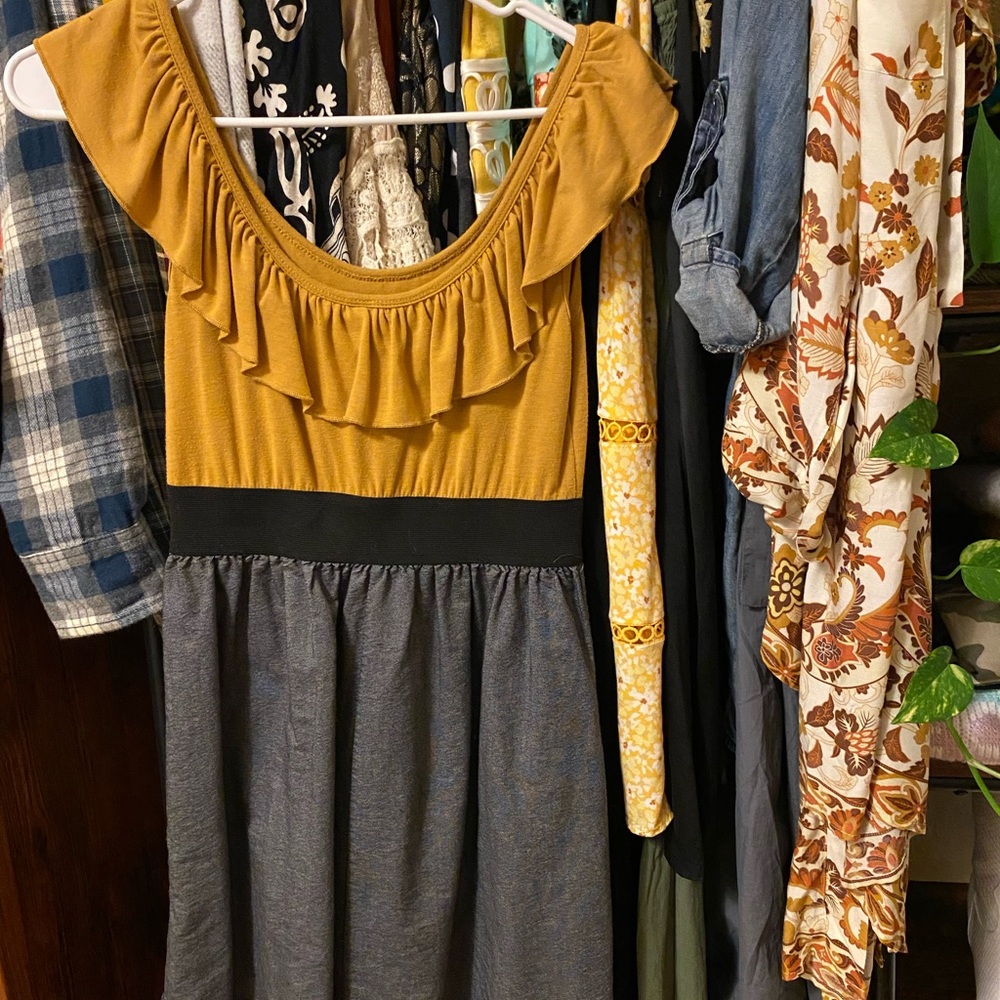 Stylish Mustard and Gray Kids Dress